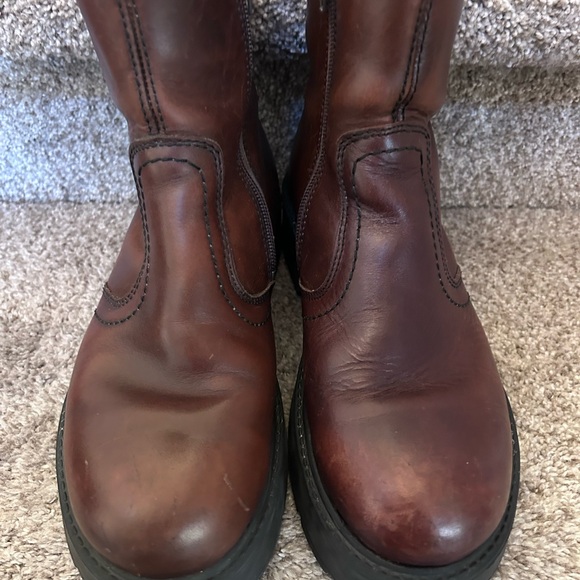 Vintage American Eagle Leather Lug Sole Boots. Made in Portugal. Y2K. Work boots - Picture 3 of 17